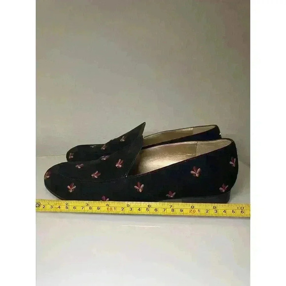 Circus By Sam Edelman Loafers Harlem-1 Black Sz 9 Faux Suede Embroidered Flowers - Picture 11 of 14